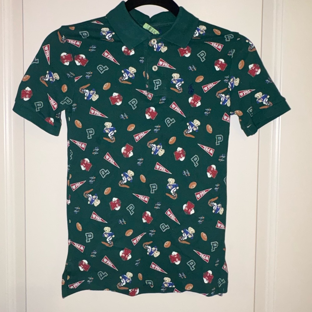 Polo by Ralph Lauren Green Kids Polo with Football Bear